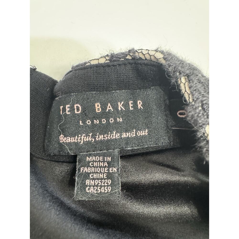 Ted Baker London Briony Black Nude Lace Top Bodycon Mini Dress Size 0 - Picture 2 of 7